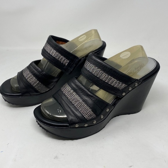 HARLEY Davidson wedge platform slip on sandals size 10 - Picture 1 of 12